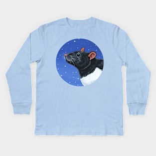 Black Hooded Rat Kids Long Sleeve T-Shirt